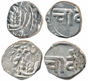Silver Rupee (2), Anonymous, Chandi (silver) in Nagari on obv. Very Fine, Scarce. (2)
