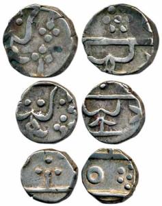 Swaroopshahi Series, Set of 3, Silver 1/2, ¼ and 1/8, Udaipur Mint, Very Fine. (3)