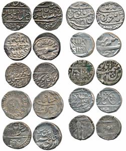 Silver Rupee (10), different states, Baroda Sayaji Rao III AH 1298; Bikaner with the name 
