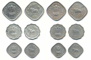 Cupro-Nickel (6), set of 3, ½ Anna, 1 Anna and 2 Annas, 1950 and 1954. Very Fine. (6)