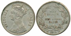 Victoria Empress, Gothic bust, Play counter advertising Best German Silver 1885. Very Fine