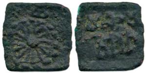 North-West India, trading guild coinage (c. 200-100BC), Nigame, Copper Karshapana, obv. Si