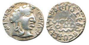 Satavahanas, Vasithiputra Pulumavi, Silver Portrait type, bust of the ruler to right with 