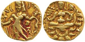 Guptas, Chandragupta II (AD 380-413), Gold Dinar, 7.84g, Archer type, obv. king nimbate, s