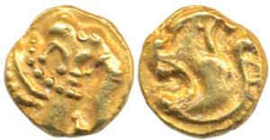 Western Gangas (10th- 11th century AD), Gold Gajapati Fanam, 0.38 g, obv. caparisoned elep