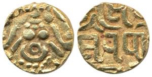 Yadavas of Tribhuvanagiri (Bayana), Kumara Pala (AD 1196), Gold 41/2 Masha, 4.1g, obv. sea