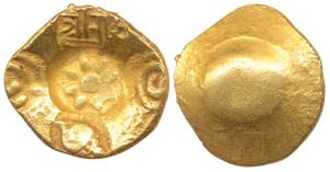 Yadavas of Devagiri, Ramachandra Deva (AD 1270-1311), Gold Padma Tanka, 3.82g, central pun