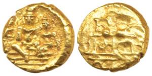 Vijayanagar, Tirumala Raya (AD 1565-1578), Gold ½ Pagoda, 1.71g, Rama, Seeta and Hanuman/L