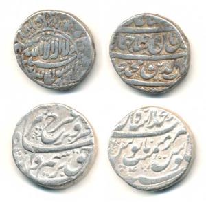 Shah Jahan, Silver Rupee, Burhanpur Mint; Farrukhsiyar, Silver Rupee, Shahjahanabad Mint, 