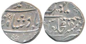 Muhammad Shah, Silver Rupee, 11.44g, Bedrur Mint, (mint-name off-flan) RY 18. Very Fine, S