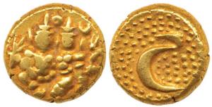 Haider Ali (AH 1174-1197, AD 1761-1782), Gold Pagoda, Shiv and Parvati seated with Sun & M