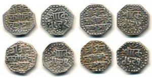 Lakshmi Simha, Silver ¼ Rupee (4), SE 1692, 1693, 1697 and 1698. Very Fine to Extremely Fi