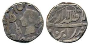 Silver Rupee, 10.65g, with the name and portrait of Queen Victoria on obv., umbrella on re