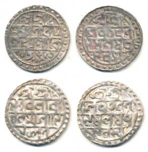 Nar Narayana and Lakshmi Narayana, Silver Rupee (2), Saka 1477, 1509 (CB 98). Very Fine+ (