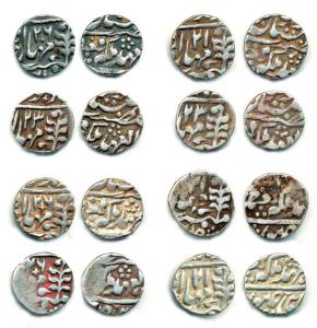 Jaipur Mint, Silver ¼ Rupee (8), RY 21, 23 and 26. About Very Fine to Very Fine+. (8)