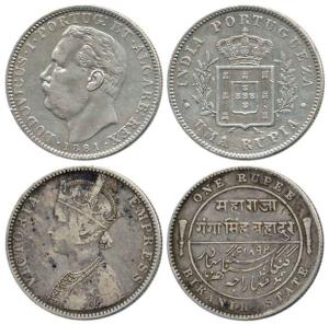 Bikaner, Ganga Singh, Silver Rupee, with the name and portrait of Queen Victoria, VS 1892;
