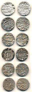 Silver Rupee (6), Jaipur (4); Jodhpur with sword; Kota. Very Fine+. (6)