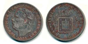Luiz I, Silver Uma Rupia, 1881 (KM 312). About Very Fine.