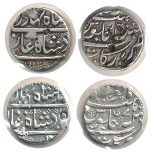 Arkat Mint, Silver Rupee (2), in the name of Ahmed Shah Bahadur, RY 3 and 7. Very Fine. (2