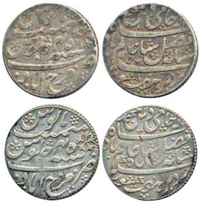 Silver Rupee (2), Farrukhabad Mint, in the name of Shah Alam II, RY 45, oblique milling an