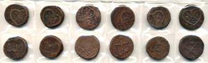 Copper Pice (6), EIC bale mark on obv., scales on rev. Fine to Very Fine. (6)