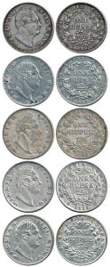 William IV, Silver Rupee (4), 1835, Calcutta Mint, F raised, dug out F and Fincused all 19