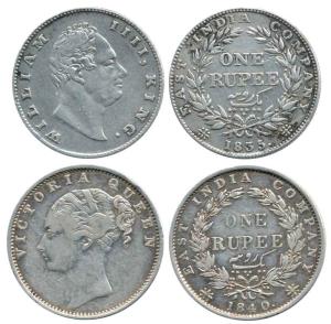 William IV, Silver Rupee, 1835, Calcutta Mint, obv. A, 'F' incused, rev. 19 Berries; Victo