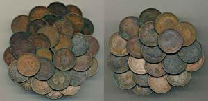 Victoria Queen and Empress, Copper ½ Pice (31), Edward VII, Copper and Bronze ½ Pice (20),