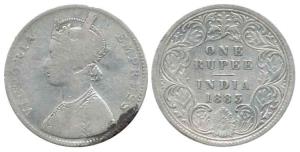 Victoria Empress, Silver Rupee, 1883, Bombay Mint, A1 / I / 'B' raised (Mule). Fine, Very 
