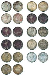 Victoria Empress, Silver Rupee (11), 1878, 1880, 1884, 1885, 1886 (2), 1889, 1891, 1900, 1