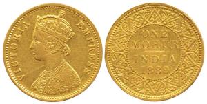 Victoria Empress, Gold Mohur, 1889. Very Fine+, Very Rare.