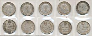 Edward VII, Silver ¼ Rupee (5), 1904, 1906 (2) and 1907 (2), All Calcutta Mint. Very Fine 