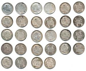 Edward VII, Silver Rupee (14), 1903, 1904, 1905, 1906, 1908, 1909, 1910, Calcutta Mint and