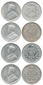 George V, Silver Rupee (4), 1916, 1917, 1918 and 1919. About Very Fine. (4)