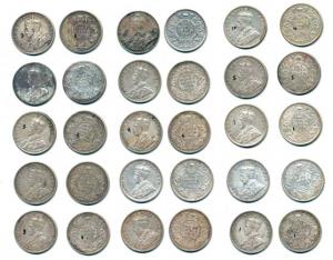 George V, Silver Rupee (15), 1912, 1913, 1914, 1915, 1916, 1917, 1918 and 1919, Calcutta M