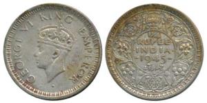 George VI, Half Silver ¼ Rupee, 1945, Bombay Mint, large '5'. Very Fine, Rare.