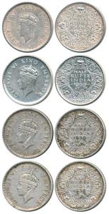 George VI, Silver ½ Rupee (4), 1938, Bombay Mint, head type I, 1939, Calcutta Mint, head t