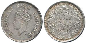 George VI, Silver Rupee, 1938, Bombay Mint, with dot. Very Fine+, Scarce.