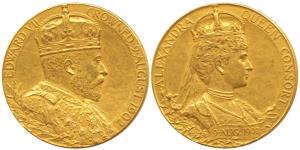 Great Britain, Official Gold Medal for Coronation of Edward VII, 17.2g, 1902, obv. Crowned
