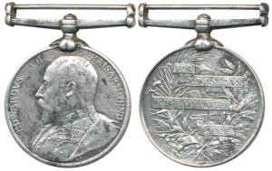 Long Service in the Volunteer Force, Silver Medal, Edward VII, awarded to Lint C. R. Hardy