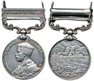 India General Service, Silver Medal George V, Waziristan 1919-21 bar, awarded to 1594 Sepo