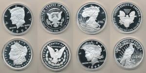 USA, set of 4 individual Silver Medallions of 250 grams each, John Kennedy with the presid
