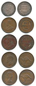 Australia, Silver Florin, 1927, Opening of Parliament House Canbera; Copper Penny, 1926, 1