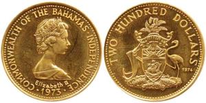 Bahmas, Elizabeth II, Gold 200 Dollars, 10.92g, Commemorating Independence Day 1973 (KM 54