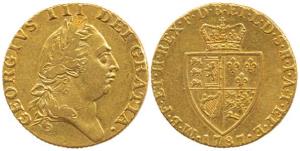 Great Britain, George III, Gold Guinea, 1787, popularly known as Spade Guinea. Very Fine +