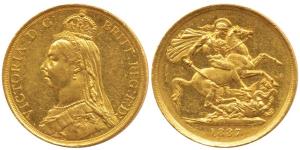 Great Britain, Victoria, Gold 2 Pounds, 16g, Jubilee head, St. George slaying a dragon on 