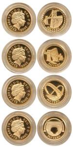 Great Britain, Elizabeth II, 2003 British Gold Pattern Proof Pounds (4), 19.61g, coins bea