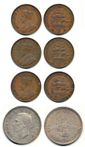 South Africa, George VI, Silver 5 Shillings, 300th Anniversary – Founding of Cape Town 165