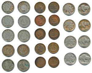 United States, Indian Head Cent (5), 1882, 1893, 1899, 1895 and 1911; Liberty, Nickel (5),