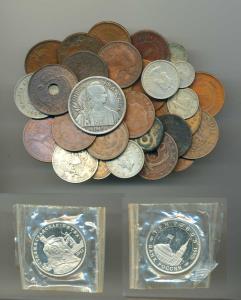 Copper and Copper Nickle (31), assorted mix coins including Indo Chine 1 Piastre 1947. Goo